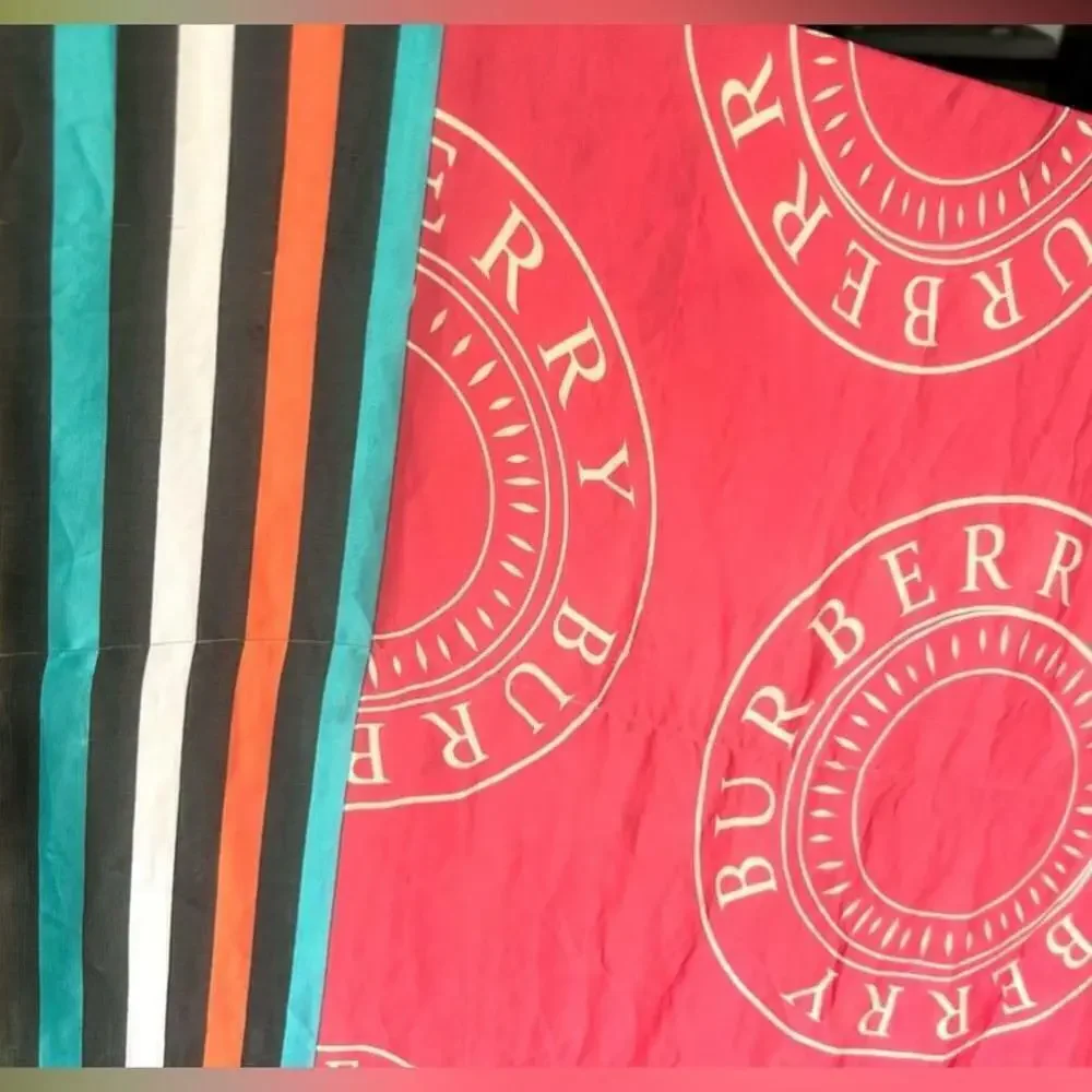 Burberry Silk Lightweight Logo Graphic Scarf in red black xl size